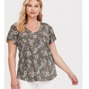 Green Flutter Sleeve Torrid Blouse size 3